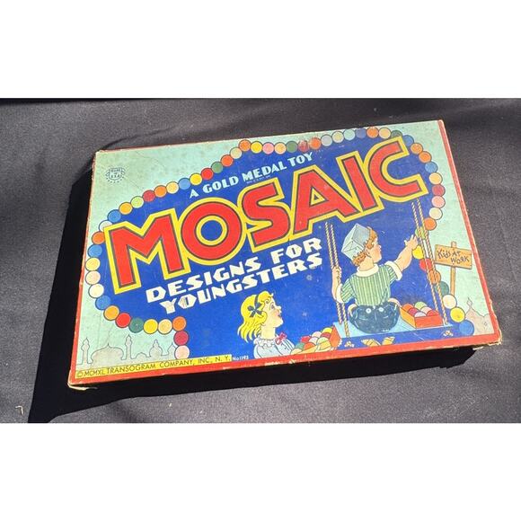 Mosaic Designs for Youngsters 1940 Transogram Art Game Gold Medal Toy Complete! - Picture 1 of 9